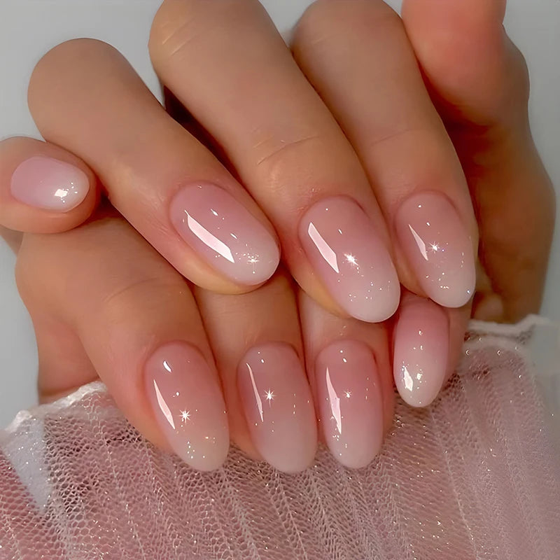 Short Oval Gradient Pink Glossy Finish