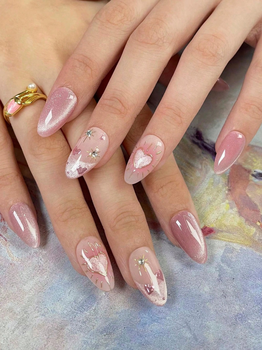 Pink Heart Cat eye