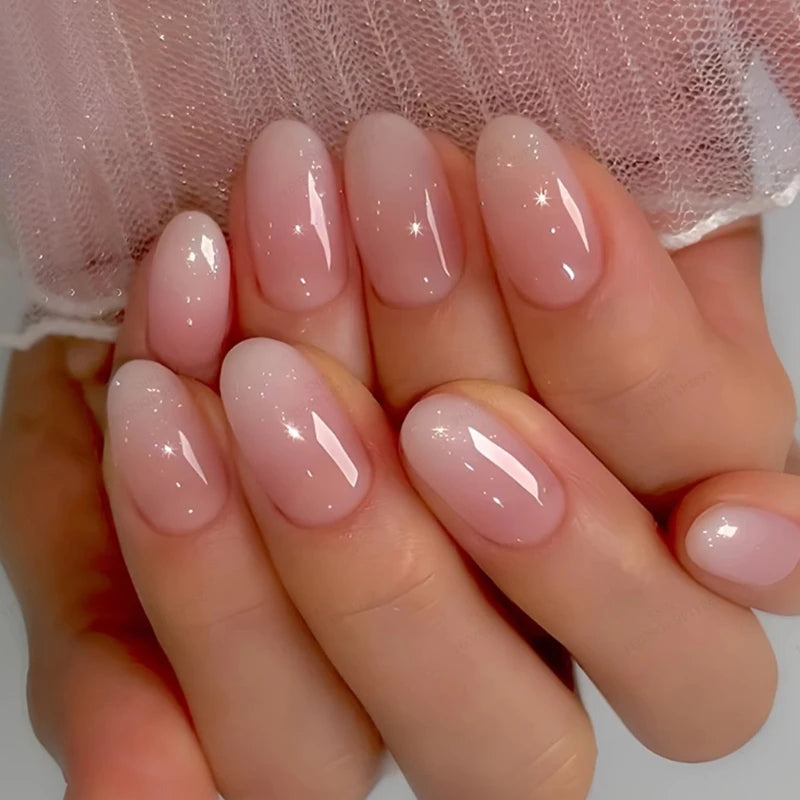 Short Oval Gradient Pink Glossy Finish